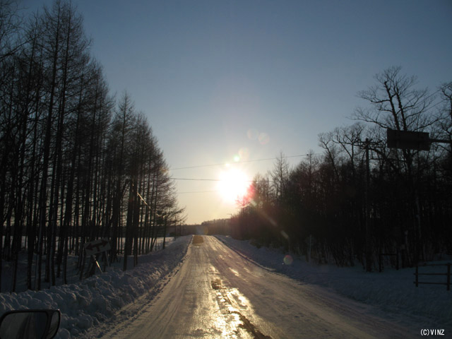雪景色 雪道 道路 北海道の道路 道東 中標津町 雪景色 雪道 道路 北海道の道路 道東 中標津町